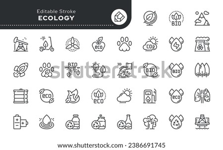 Line icon set. Ecology, the environment and renewable energy. Eco and bio. Vector icon pack.