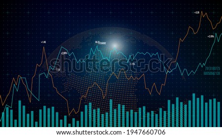 K-line chart of financial stock market, vector abstract business technology background.