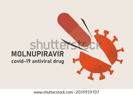 Molnupiravir from Merck covid-19 antiviral drug. Molnupiravir capsule breaks covid-19 virus