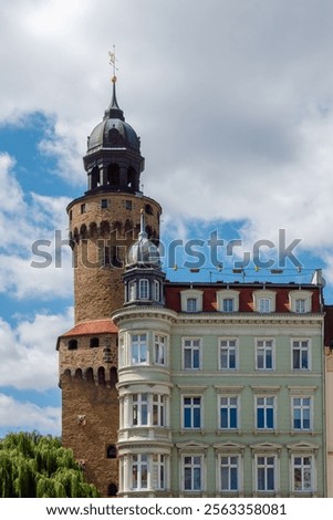 Similar – Foto Bild Achitektur in Görlitz. An einer Außenmauer an einem Haus markante Abstufungen.