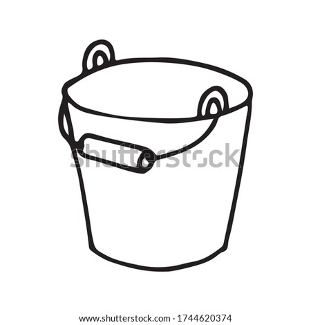 Bucket.  Hand drawn vector illustration in doodle style, isolated on a white background. 