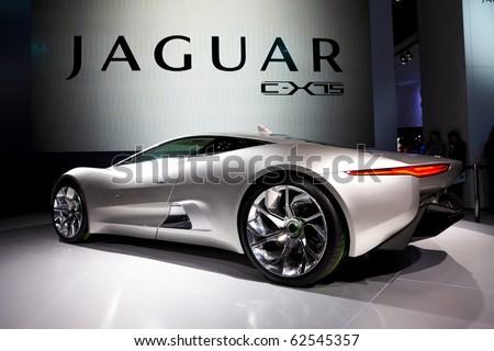 PARIS, FRANCE - SEPTEMBER 30: Paris Motor Show on September 30, 2010 in Paris, showing Jaguar C-X75, rear view