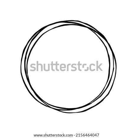Monochrome Triple Doodle Circle Frame on white background. Vector illustration for decorate logo, text, greeting cards and any design.