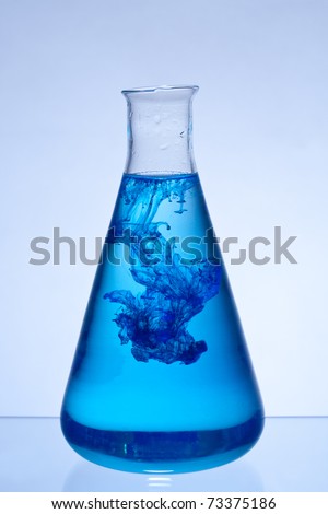 chemical laboratory glassware equipment with color liquid