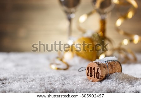 New Year concept with champagne cork