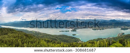 Cloudy view on lake Worth, Austria