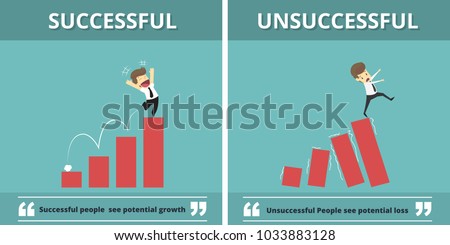 Businessman successful and Businessman unsuccessful.Cartoon of business, employee successful and unsuccessful is the concept of the man characters business, background, infographic.Vector illustration