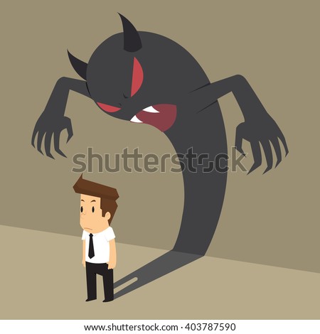 business man with devil shadow that come from within him. vector