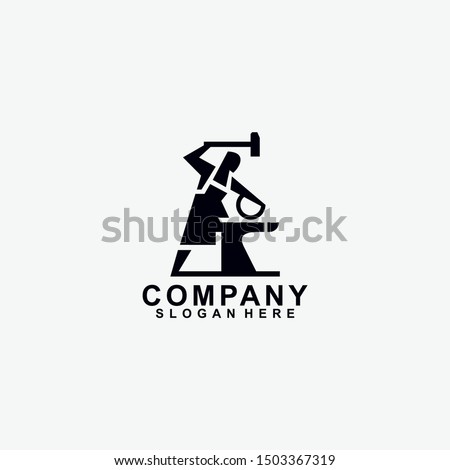 Smith Forge Logo Design. Modern Design. Flat Logo. Vector Illustration