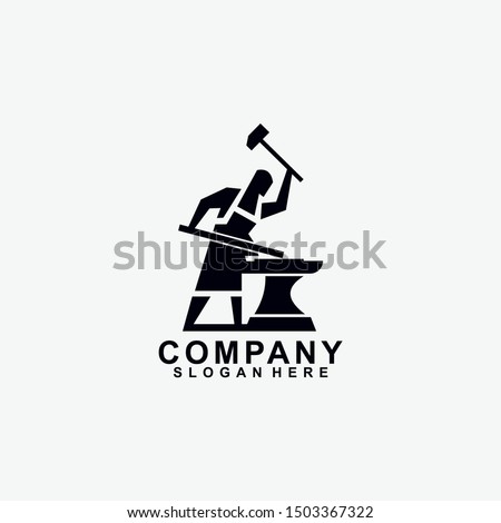 Smith Forge Logo Design. Modern Design. Flat Logo. Vector Illustration