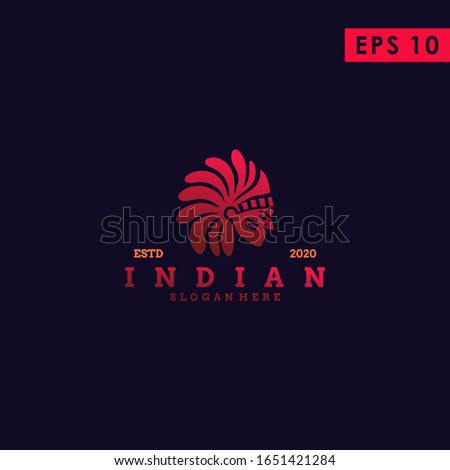 Head Of Indian Apache Logo Design Vector Template With Gradient Colour
