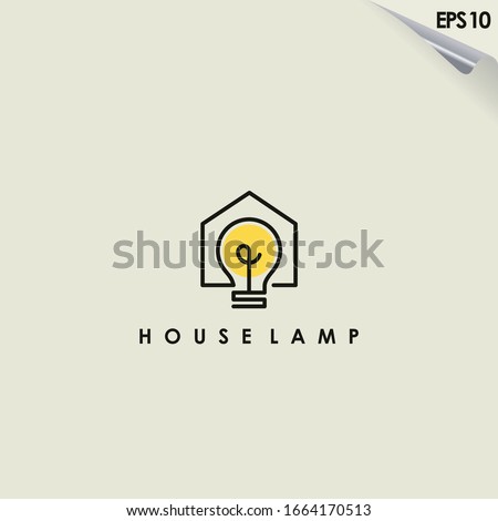 House Of Lamp Logo Design Isolated In House. Lamp Logo Template. Modern Design. Flat Logo. Vector Illustration