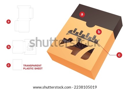 Sliding box with 27th day calendar window die cut template and 3D mockup