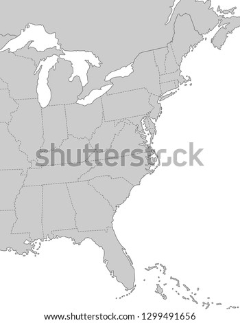 Map of East Coast - United States
