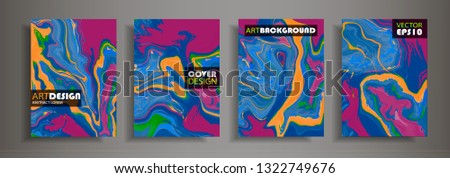 Modern design A4. Abstract marble texture of colored bright liquid paints. Splash trends paints. Used design presentations, print, flyer, business cards, invitations, calendars, sites, packaging, cove