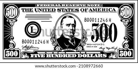 500 Dollar Bill Money Cash Money Sign Vector Clipart Commercial Personal Use Silhouette Print. Stack Currency Bill Business Advertising Payment Design