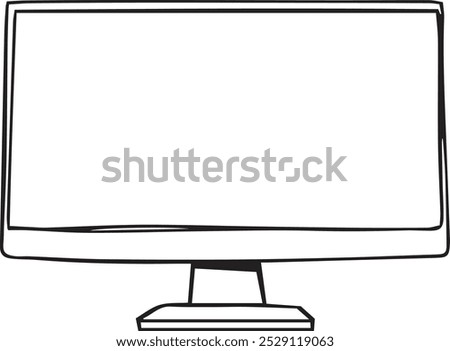 simple line drawing of a computer monitor with a blank screen showcasing a minimalistic and basic design.