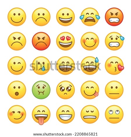 Emoji set with different facial expressions