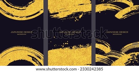 Japanese background design. Gold, brush, grunge.