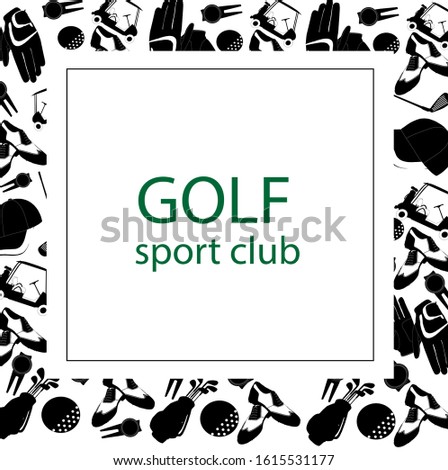 Vector illustration of Golf. Lettering. This illustration is for printing: postcard, poster, business card. For recreation, sports. Sports goods.