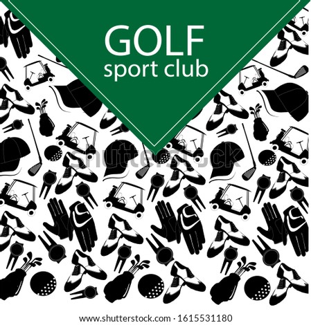 Vector illustration of Golf. Lettering. This illustration is for printing: postcard, poster, business card. For recreation, sports. Sports goods.