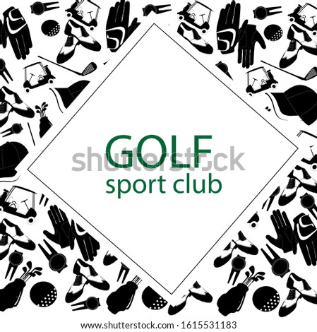 Vector illustration of Golf. Lettering. This illustration is for printing: postcard, poster, business card. For recreation, sports. Sports goods.