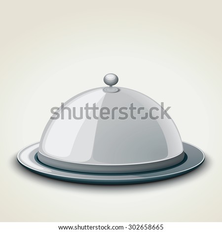 Grey kitchen tray for restaurant, icon, isolated on white. Vector illustration.