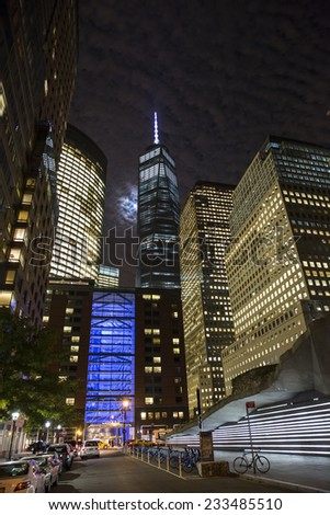 New York City, USA - November 3: View of the One World Trade Centre in New York City, USA on November 3, 2014.