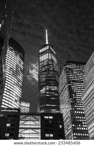 New York City, USA - November 3: View of the One World Trade Center in New York City, USA on November 3, 2014.