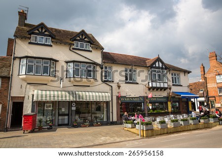 Stratford-upon-Avon, England - March 25: View of the city center in Stratford-upon-Avon, England on March 25, 2015. Stratford-upon-Avon is the birth place of William Shakespeare.