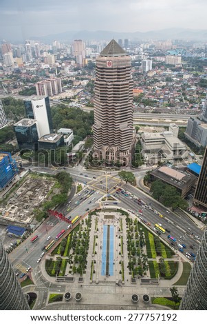 Kuala Lumpur, Malaysia - January 6, 2015: View from the top of Petronas Twin Towers.