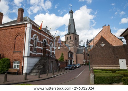 Baarle-Nassau, Netherlands - May 24, 2015: View of  Baarle-Nassau, a city closely linked with complicated borders to the Belgian exclaves of Baarle-Hertog.