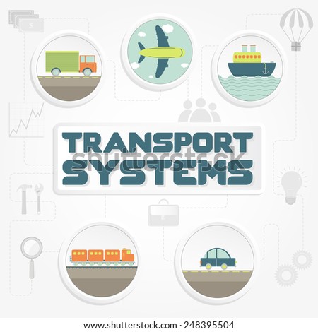 Transport systems phrase transportation and tools. \