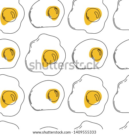 fried eggs, scrambled eggs. hand drawn vector