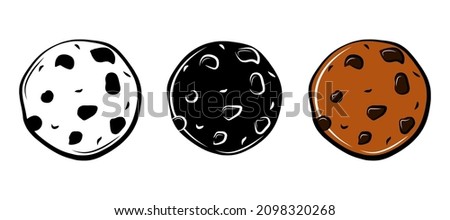 Sweet chocolate biscuits cookies tasty food isolated icon sketch outline drawing doodle graphic logo design sugar dessert pastry bakery candy bar flat cartoon vector sticker