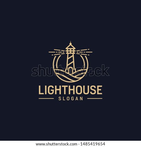 light house / harbor line outline monoline logo design