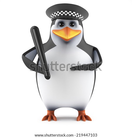 3d Render Of A Penguin Police Officer With Truncheon Stock Photo ...