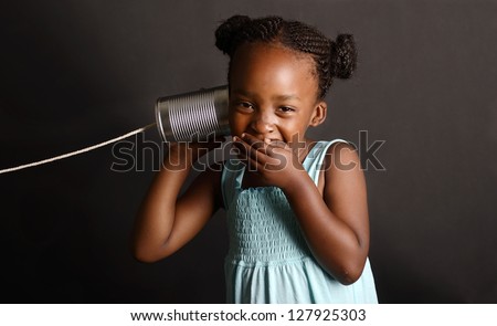 Similar – Image, Stock Photo Black child listening to music