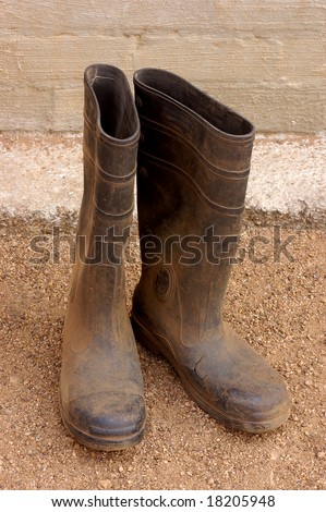 An isolated pair of old Gum boots
