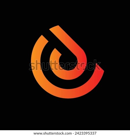 Letter d abstract modern colorful logo with black background