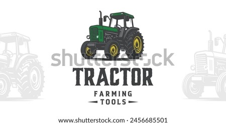 agricultural tractor logo in green color on white background