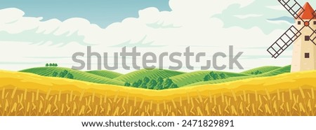 view of corn fields in agricultural area 