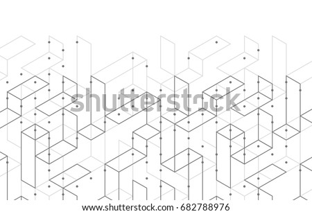 Geometric lines and dots. Line pattern. Modern cube background. Cell abstraction. Connection vector illustration for print and web design. Network black pattern. Organic concept.