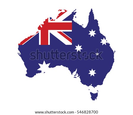 Australia Map with Flag Vector