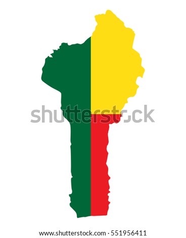 Benin Map with Flag Vector
