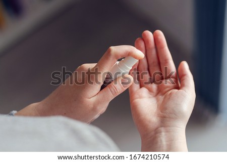 Similar – Image, Stock Photo woman hand apply alcohol gel or anti bacteria soap to make cleaning and clear virus, germ, bacteria