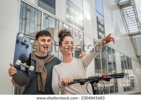 Similar – Foto Bild Bruder und Schwester gehen auf einer Blumenwiese spazieren