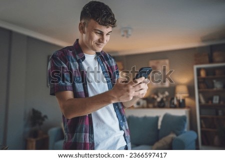 Image, Stock Photo Boy on mobile phone