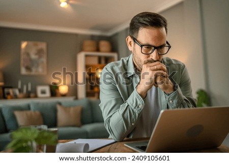 Similar – Image, Stock Photo Men Thinking At Home During The Sunset Time