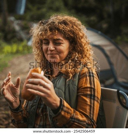 Similar – Image, Stock Photo eat sausage bread Hiking